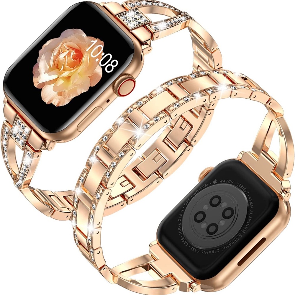 Women’s Rose gold rhinestone iWatch band